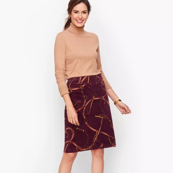 NWT Talbots Equestrian Print Corduroy A-line Skirt 18 - Picture 1 of 9